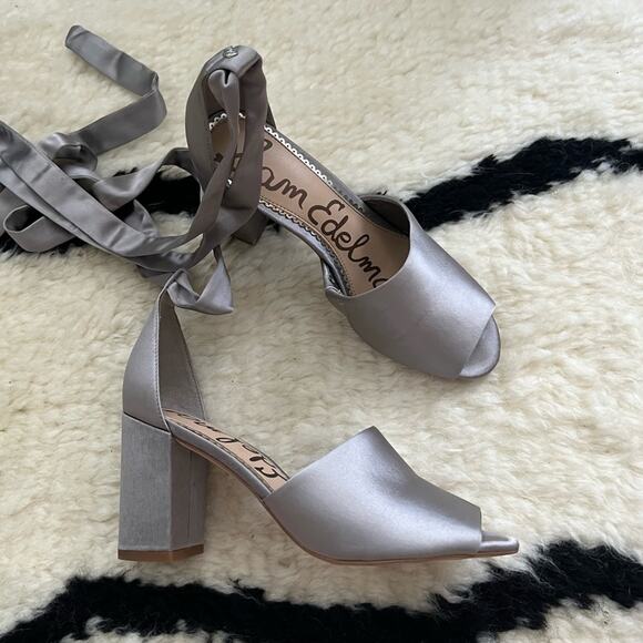 Sam Edelman Odele Silvery Grey Satin Heels - Picture 2 of 9